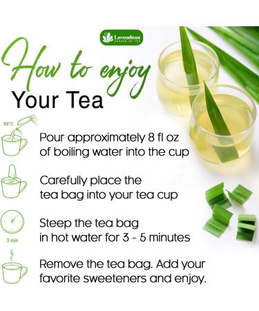 Lavendium Premium 30 Pandan Leaf Tea Bags 100% Natural & Pure from Pandan Leaves. Loose Leaf Pandan Herbal Tea. Made with Natural Material Tea Bags. No Sugar No Caffeine No Gluten Vegan. - Buy Online on GoSupps.com