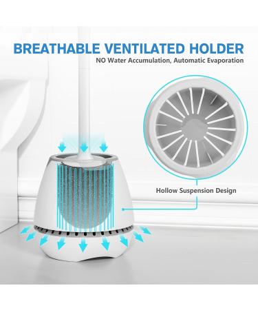 2 Pack Toilet Bowl Brush Set with Ventilated Holder - Durable Bristles, Long Ergonomic Handle - Bathroom Cleaning Scrubber Kit (White) - Buy Online on GoSupps.com