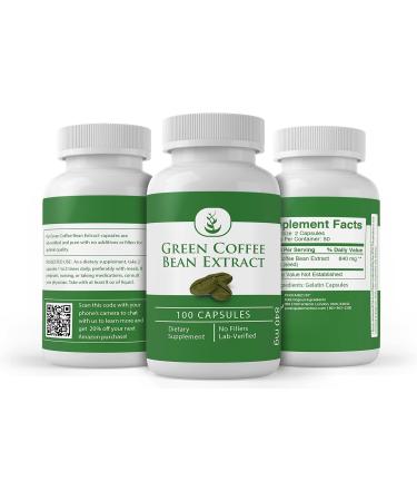 Pure Green Coffee Bean Extract - 100 Capsules, Lab Verified, No Additives, 100 Count - Buy Online on GoSupps.com