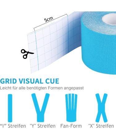 Deilin Kinesiotapes - Waterproof Elastic Kinesiology Tape for Sport | Skin-Friendly Muscle Straps (6m x 5cm) - Blue Black & Pink - Buy Online on GoSupps.com