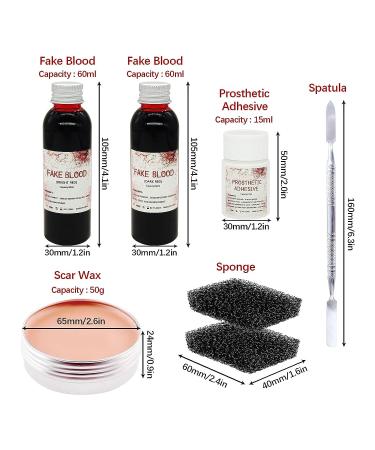 Professional Halloween SFX Makeup Kit with Fake Blood, Scar Wax, Sponge & Prosthetic Adhesive for Clown, Zombie & Vampire Cosplay - Buy Online on GoSupps.com