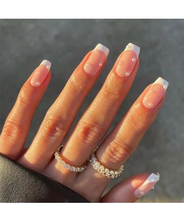 Misssix Short Almond French Press on Nails Set - 144 Pcs Medium Design Fake Nails with Adhesive Tabs and Nail File - Women's Glue on Nails Kit - Buy Online on GoSupps.com