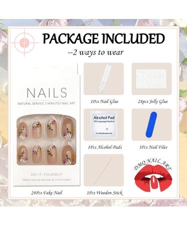 Rainbow Swirl Square False Nails Short 24Pcs - Cute Press on Nails with Glue - Pastel Stick on Nails - Nail Art Set (#XH) - Buy Online on GoSupps.com
