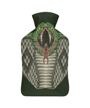 Green Snake Hot Water Bottle With Cover Plush Bed Bottle Hand Warmer For Adults And Children 26.5X15.3cm