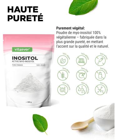  Vit4ever Inositol Pure 300g - High-purity Myo-inositol powder - neutral taste - 4000mg per daily dose - good solubility with measuring spoon vegan additive-free - Buy Online on GoSupps.com