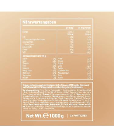 Rocka Nutrition No Whey Vegan Protein Powder - 20g Plant-Based Protein per Serving | Multicomponent Vanilla Caramel Latte | 1000g Delicious Taste - Buy Online on GoSupps.com