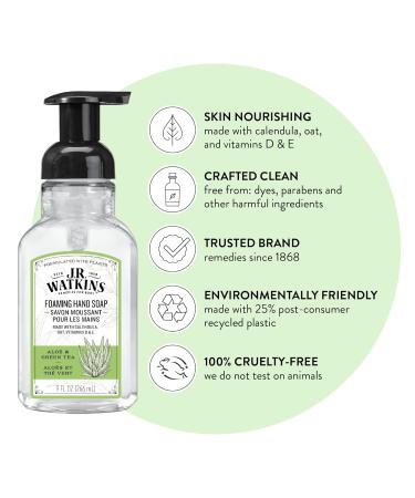 J.R. Watkins Foaming Hand Soap Pump 6 Pack - All Natural, Moisturizing Aloe & Green Tea Hand Soap Foam - Alcohol-Free, Cruelty-Free, USA Made - Ideal for Kitchen or Bathroom - 9 fl oz - Buy Online on GoSupps.com