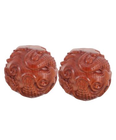 Lalafina 1 pair of massage globe wooden baoding balls hand massage ball made of wood Chinese medicine balls massage handicraft balls handballs Thai massage tools fitness stressball wooden