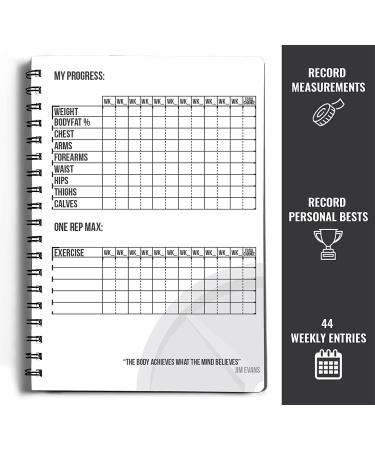 Workout Log Gym 6x8 - Fitness Training Diary for Goal Setting and Progress Tracking - Charcoal Gray - Buy Online on GoSupps.com