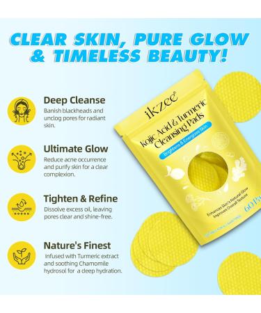 Turmeric Cleansing Pads for Dark Spots & Kojic Acid - 60 Count | Brightening Face Essentials - Buy Online on GoSupps.com