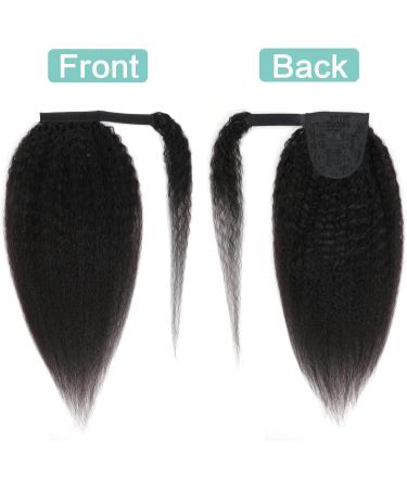 Humistwbiu Kinky Straight Ponytail Human Hair with Wrap Around Magic Tape Brazilian Virgin Human Hair Ponytail for Black Women Yaki Hair Natural Black Color (16 Inch Kinky straight Ponytail) 16 Inch Kinky Straight-Wrap Around - Buy Online on GoSupps.com