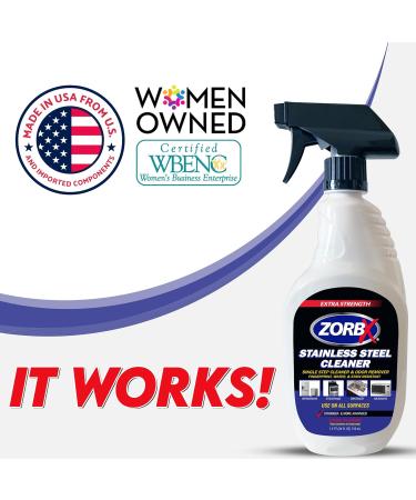 ZORBX Stainless Steel Cleaner Spray - Eliminate Odors & Stains | Ideal for Home & Restaurant Use (24 Fl Oz - Buy Online on GoSupps.com