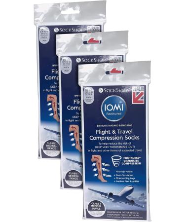 IOMI Men's Travel Compression Socks 3 Pack | DVT Support Flight Socks for Swollen Feet (46-50) - Black - Buy Online on GoSupps.com