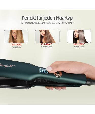 CCKeyin Smooth Iron Wide - 44mm Extra Wide Hair Care with Digital LCD 12 Heat Settings (120-230 C) - Portable Travel Hair Smoother in Green - Buy Online on GoSupps.com