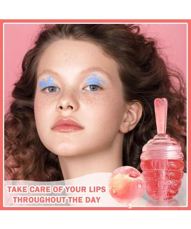 Hydrating Peach Lip Oil - Plumping Gloss Long Lasting Nourishing Care Non-Sticky Lip Glow - Perfect Gift for Women - Buy Online on GoSupps.com