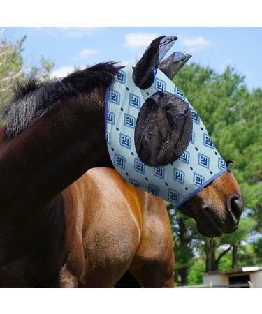 Harrison Howard Fly Mask for Horses - XL Extra-Full Comfortable & UV Protection Light Blue (Nature Aztec) - Best ECommerce Shipping Worldwide - Buy Online on GoSupps.com