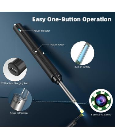 Ear Wax Removal Kit with 1080P Otoscope Camera and 8pcs Ear Picks - Ear Cleaner Camera for iPhone & Android - Buy Online on GoSupps.com