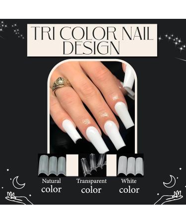 FATASH 500 Pieces White Coffin Fake Press on Nail Tips | Full Cover Acrylic French False Stick on Nails Kit | Professional Beauty Manicure Tool Set | Artificial Nail Extension For Women & Girls - Buy Online on GoSupps.com