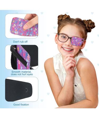 Kids Reusable Eye Patches for Glasses - 4 Styles (Rainbow Duck, Mermaid, Hedgehog) - Pink Blue Green White - Buy Online on GoSupps.com