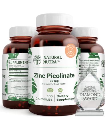 Natural Nutra Zinc Picolinate 30 mg Double Strength Raw and Pure Highly Bioavailable Supplement for Growth Immune and Thyroid Support 100 Capsules 100 Count (Pack of 1) - Buy Online on GoSupps.com