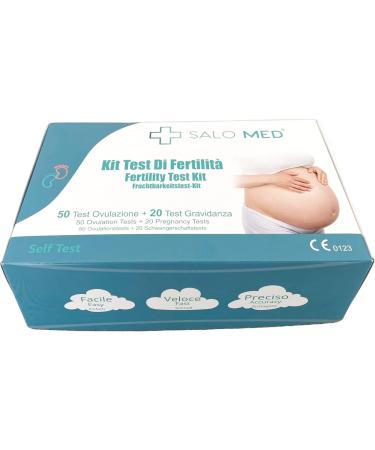 Salo Med Fertility Test Kit for Women | 50 Ovulation & 20 Pregnancy Tests | Urine Strips with 70 Cups - Shop Now! - Buy Online on GoSupps.com