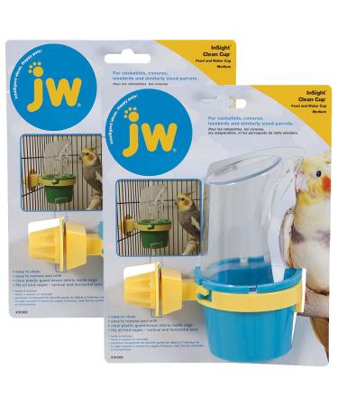 JW Pet Company Clean Cup Feeder and Water Cup Bird Accessory, Medium, Colors May Vary