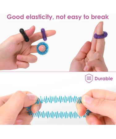 ASTER 8 Pieces Spiky Sensory Finger Rings Acupressure Ring Set Great Spikey Fidget Ring Fidget Sensory Toys for Silent Stress Reducer and Massager Improves Blood Circulation Multi-colored 8pcs - Buy Online on GoSupps.com
