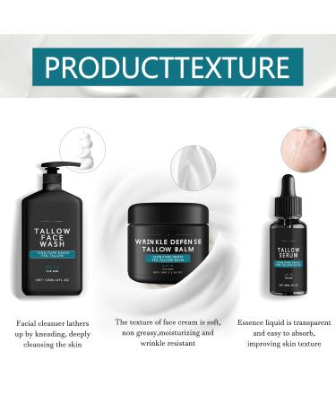 3Set Wrinkle Defense Tallow Balm - Men's Skin Care Kit | Anti-Wrinkle Moisturizer Night Serum & Face Wash - Buy Online on GoSupps.com