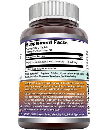 Amazing Formulas AAKG Arginine Alpha-Ketoglutarate 3500 Mg - 180 Tablets - Supports Lean Muscle Mass & Strength Gain - Non-GMO Supplement - Buy Online on GoSupps.com