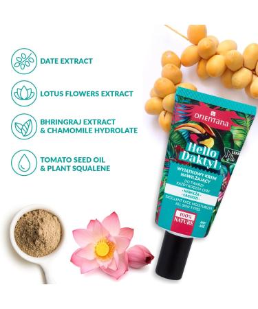 Orientana - Natural Moisturising Face Cream Hello Dactyl | Date Extract | Natural Vegan | Light Cream-Gel Texture | Nourishes Moisturises and Regenerates Every Skin Type - 40ml DATE & LOTUS FLOWER - Buy Online on GoSupps.com
