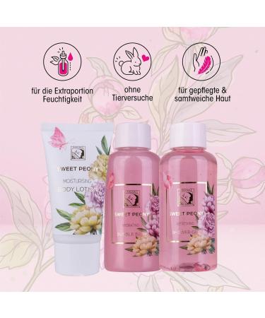 Accentra Sweet Peony Shower Set | Women s Gift Box | 3-Part Care Set - Shower Gel Body Lotion Bubble Bath | Perfect for Valentine s Day & Mother s Day - Buy Online on GoSupps.com