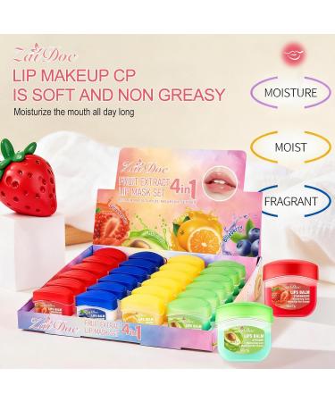 24 Packs Fruit Flavored Lip Balm set Nourishing & Lip Balm Fruit Sets with Olive Oil Peach Jojoba Oil Lip Care for Dry Peeling Dull Lip Lines Moisturizing and Repairing Lipstick 0.2oz Strawberry & Blueberry & Lemon  - Buy Online on GoSupps.com