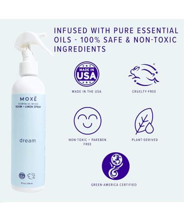 MOXE Dream Linen & Room Spray Essential Oils for Sleep Natural Aromatherapy Mist Bedding Pillows Sheets Home & Bedroom Lavender Chamomile Lemongrass Grapefruit 8 Ounces (1 Pack) Dream 8 Fl Oz (Pack of 1) - Buy Online on GoSupps.com