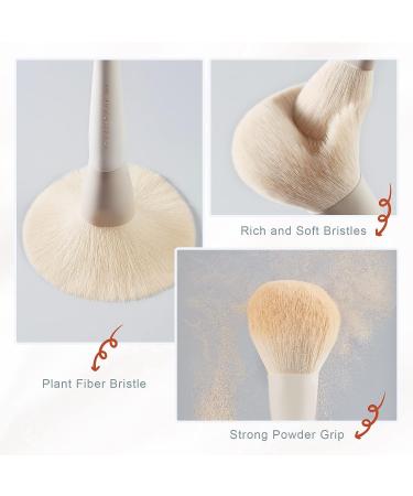 Rownyeon 12pcs White Grey Makeup Brush Set - Professional Synthetic Brushes for Foundation, Blending, Powder, Blush, Concealer, and Eyeshadow - With PU Leather Roll - Buy Online on GoSupps.com