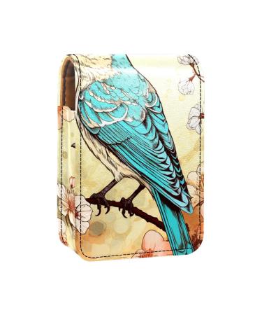 Travel Lipstick Organizer Case Lipstick Case Portable Makeup Bag With Mirror Art Bird Flower Blooming N118b4rtym