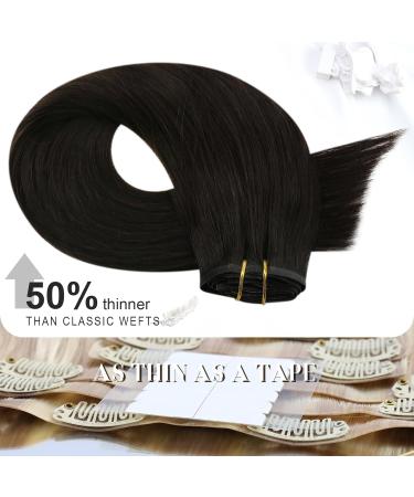 Moresoo Seamless Clip in Human Hair Extensions Darkest Brown #2 - 16 inch 120g Remy Hair 7pcs Set - Buy Online on GoSupps.com