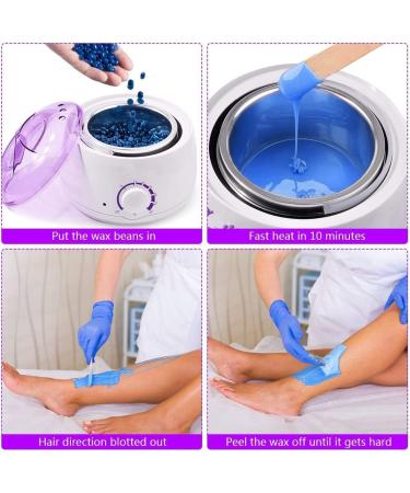 Hair Removal Waxing Kit with Wax Warmer, 4 Hard Wax Beans, 10 Applicator Sticks - Painless At-Home Waxing for Full Body, Face, Eyebrows, Bikini - Women & Men (White1) - Buy Online on GoSupps.com