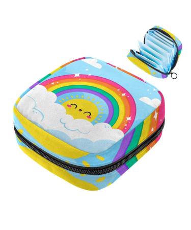 Rainbow and Cute Sun women's binding-up bags large menstrual cup pocket with zipper periodic insoles bags panty liners tampons for girls and women multicolored 03