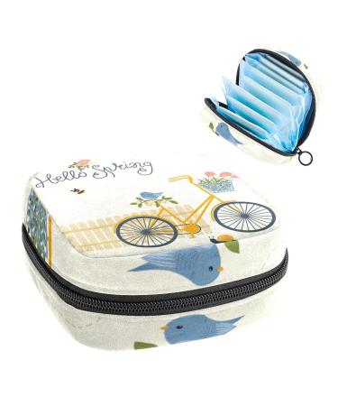 GIAPB Period Bag Sanitary Napkin Storage Bag Period Pouch Travel Makeup Bag Bike and Flower Color1626