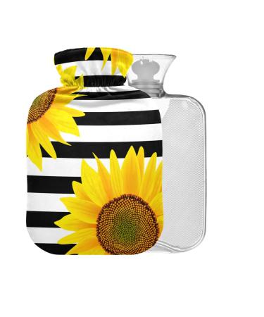 Hot Water Bottle with Cover Striped 1L Small Hot Water Bag for Pain Relief Cramps BPA Free