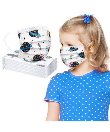 50 Pcs Kids Face Cover Disposable 3 Ply Cute Cartoon Printing Face Bandanas (#4)