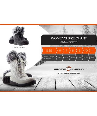 ArcticShield Women's Anna Waterproof Insulated Snow Boots | Size 8, Black - Buy Online on GoSupps.com