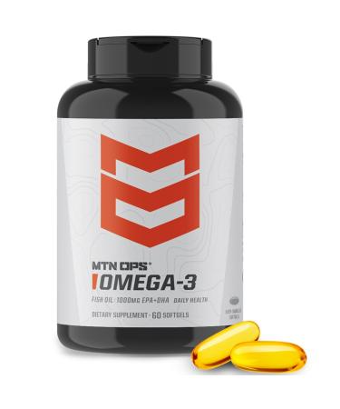 MTN OPS Omega 3 Fish Oil Supplement 1000mg Fatty Acid Softgels for Healthy Heart Joint & Bone Health 30 Servings