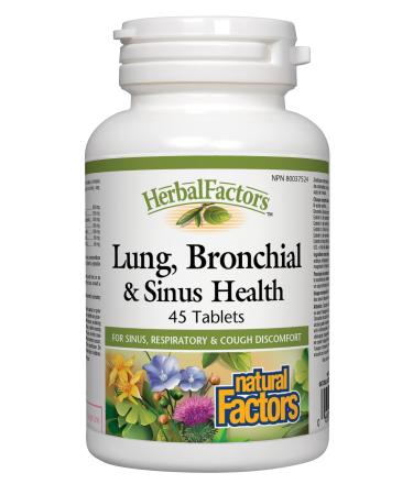 Lung Bronchial & Sinus Health by Natural Factors Natural Supplement for Respiratory Health and Easy Breathing 45 tablets (45 servings)
