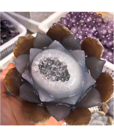 Natural Agate Geode Crystals Feng Shui Druzy Gemstones Quartz Water Lotus Ornament for Home Decoration qiangang - Buy Online on GoSupps.com