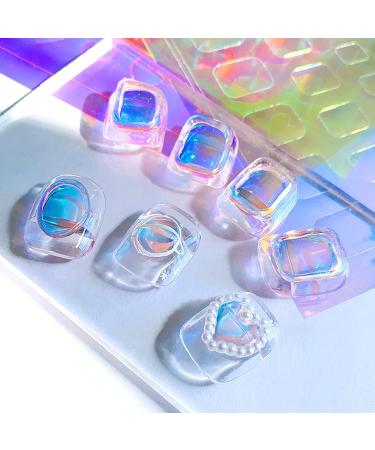 SILPECWEE 11 Sheets Aurora Nail Foil Laser Stickers | Iridescent Cellophane Nail Art Designs | Holographic 3D Decoration for Women and Kids - Buy Online on GoSupps.com