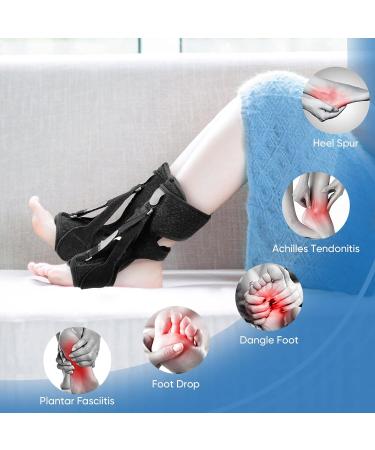 LISTENJIALE Plantar Fasciitis Night Splint - 2 Pack with Arch Support & 3 Adjustable Straps - Relief Brace for Foot Drop, Achilles Tendonitis (Black) - Buy Online on GoSupps.com