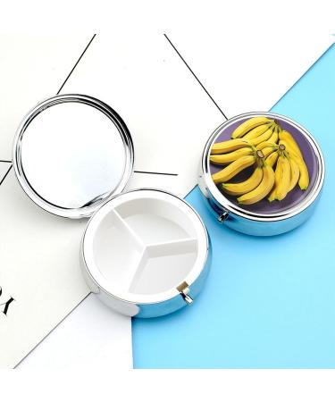 Travel-Friendly Banana Print Pill Box - 3 Compartment Portable Pill Organizer for Purse & Pocket - Buy Online on GoSupps.com