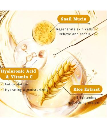 Organic Rice Serum Snail Mucin Serum High Strength Hydrating Serum with Hyaluronic Acid Anti Aging Serum for Face Face Serum for Women - Anti Wrinkle Shrink Pore Repair Vitamin C Serum - Buy Online on GoSupps.com