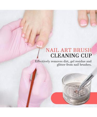 Brush Cleaning Cup Nail Brush Cleaning Tool With Lid Small Cup Holder For Nail Washing Nail Brush Cleaning Cup - Buy Online on GoSupps.com